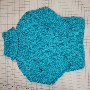 Chunky knit teal cowl neck sweater  size large